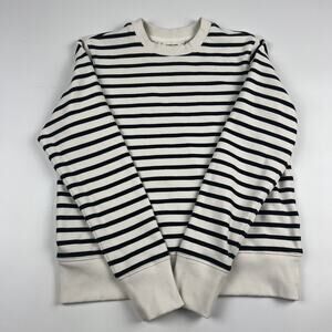 Everlane French Terry Sweatshirt Black White Striped Women's Size XS